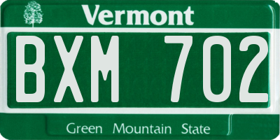 VT license plate BXM702