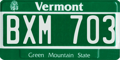 VT license plate BXM703