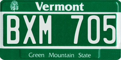 VT license plate BXM705