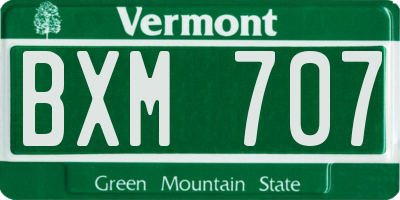 VT license plate BXM707