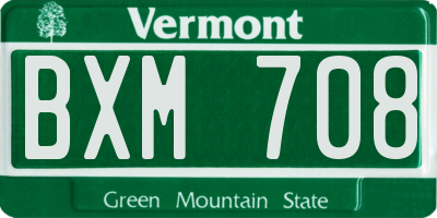 VT license plate BXM708
