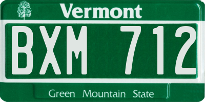 VT license plate BXM712