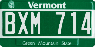 VT license plate BXM714