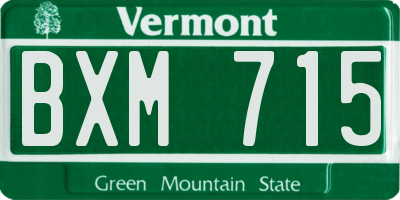 VT license plate BXM715