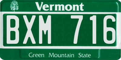 VT license plate BXM716
