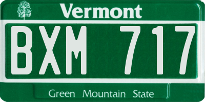 VT license plate BXM717