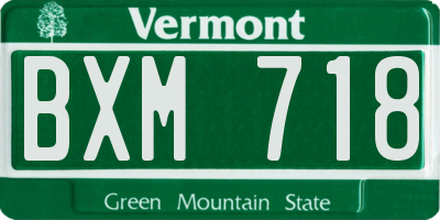 VT license plate BXM718