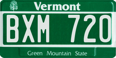 VT license plate BXM720
