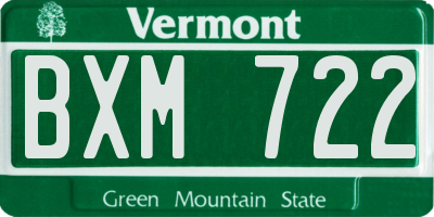 VT license plate BXM722