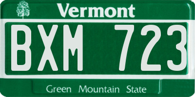 VT license plate BXM723