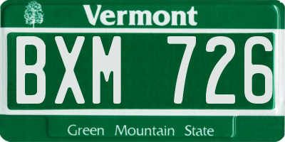 VT license plate BXM726