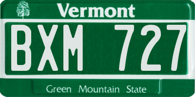 VT license plate BXM727