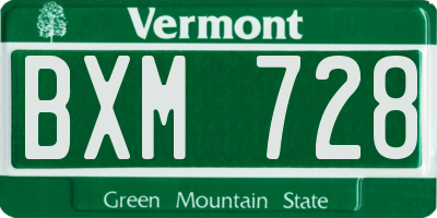 VT license plate BXM728