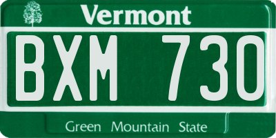 VT license plate BXM730