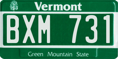 VT license plate BXM731