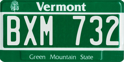 VT license plate BXM732