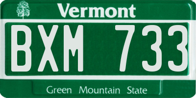 VT license plate BXM733