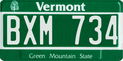 VT license plate BXM734