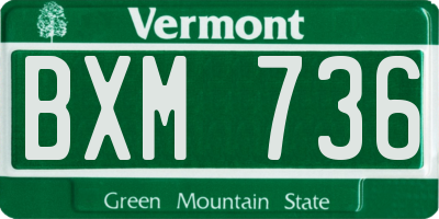 VT license plate BXM736