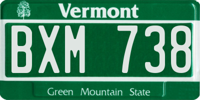 VT license plate BXM738