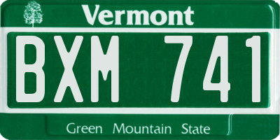 VT license plate BXM741