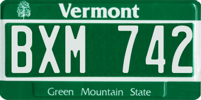 VT license plate BXM742