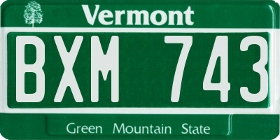 VT license plate BXM743