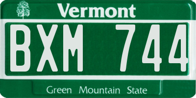 VT license plate BXM744