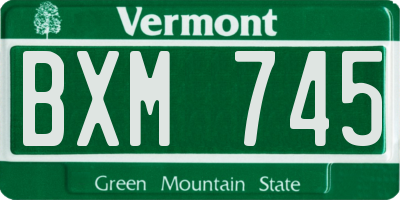 VT license plate BXM745