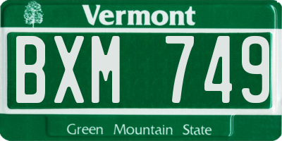 VT license plate BXM749