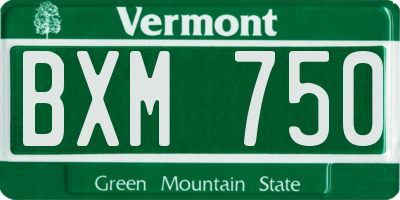 VT license plate BXM750