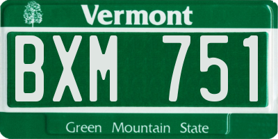 VT license plate BXM751