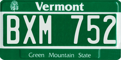 VT license plate BXM752