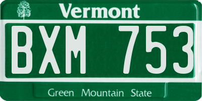 VT license plate BXM753