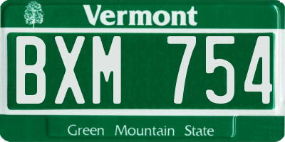 VT license plate BXM754