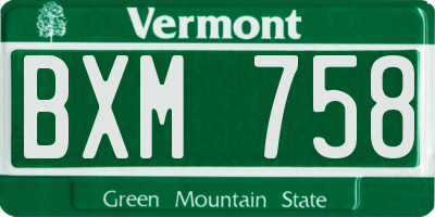 VT license plate BXM758