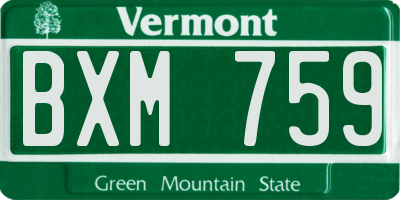 VT license plate BXM759