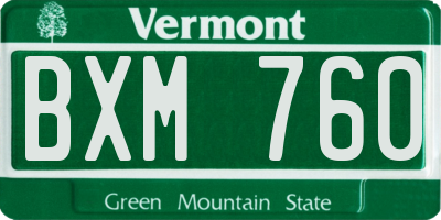VT license plate BXM760