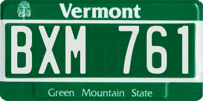 VT license plate BXM761
