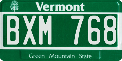 VT license plate BXM768