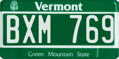 VT license plate BXM769