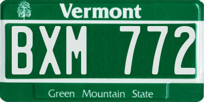 VT license plate BXM772
