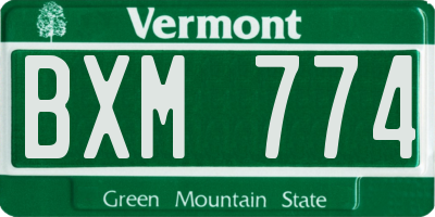 VT license plate BXM774