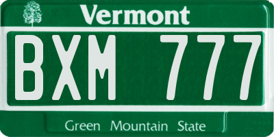 VT license plate BXM777