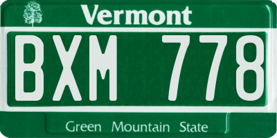 VT license plate BXM778