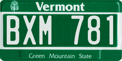 VT license plate BXM781