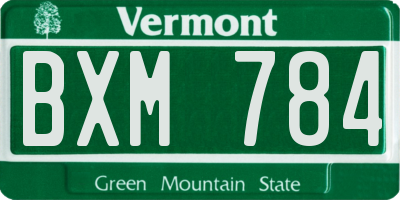 VT license plate BXM784