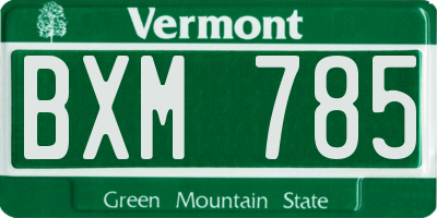 VT license plate BXM785