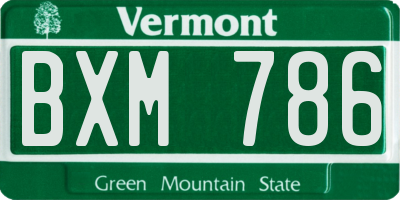 VT license plate BXM786