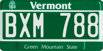 VT license plate BXM788